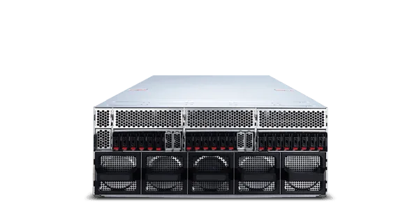 HELIXX 4U8G sunucusu: 4U rack kasa, ön panelinde havalandırma ızgarası ve durum göstergeleri